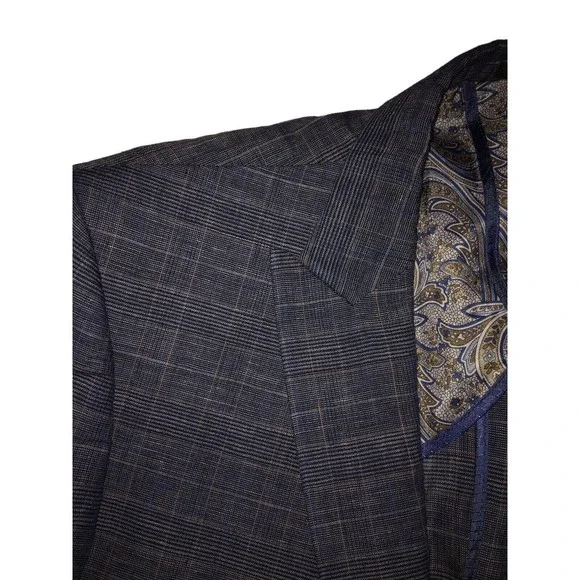 Egara Slim Two Button Unstructured Blazer Linen Sport Coat Jacket Men Size 44R ?